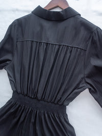 Elegant Dress 金鈕裝飾V領恤衫修腰連身裙/ DS1191