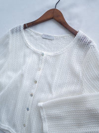 Lace Cardigan 防皺法式幾何通花針織外套或上衣/ CD8158