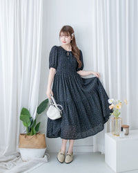 【現貨限量回歸 】Starry Floral Dress 流星小花彈性修身防皺連身裙/ DS1106