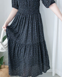 【現貨限量回歸 】Starry Floral Dress 流星小花彈性修身防皺連身裙/ DS1106
