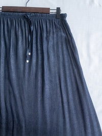 Denim Quiet Lux Skirt 低調質感直身亮絲金屬扣長裙/ SK8957