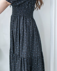 【現貨限量回歸 】Starry Floral Dress 流星小花彈性修身防皺連身裙/ DS1106