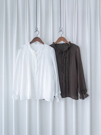 Lace Pleated Blouse 花邊領口蕾絲壓褶附裡布上衣/ TP9247