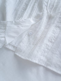 Lace Pleated Blouse 花邊領口蕾絲壓褶附裡布上衣/ TP9247