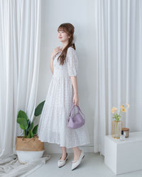【現貨限量回歸 】Starry Floral Dress 流星小花彈性修身防皺連身裙/ DS1106