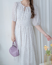 【現貨限量回歸 】Starry Floral Dress 流星小花彈性修身防皺連身裙/ DS1106