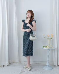 Falling petals Dress 花瓣印花後橡筋兩穿荷葉連身裙/ DS1124 (black sold out)