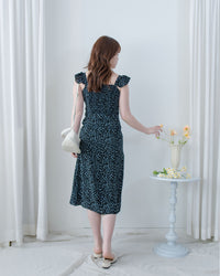 Falling petals Dress 花瓣印花後橡筋兩穿荷葉連身裙/ DS1124 (black sold out)