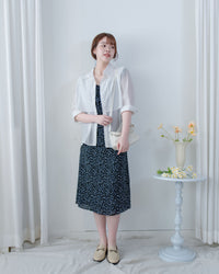 Falling petals Dress 花瓣印花後橡筋兩穿荷葉連身裙/ DS1124 (black sold out)
