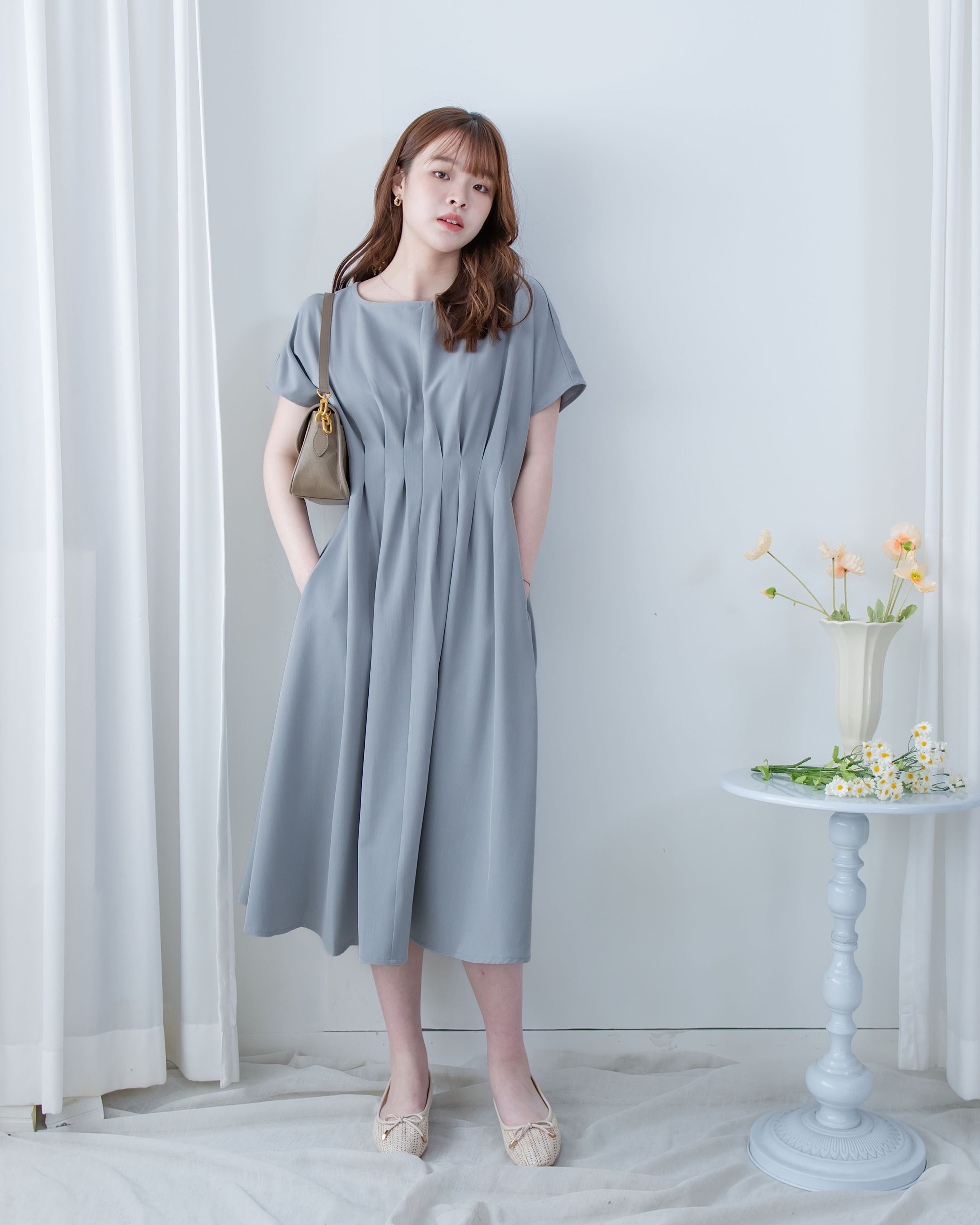 [intent label/intent製]  Alice Dress 隨性氣質防皺顯瘦後橡筋連身裙/ DSA8002 (pre-order)