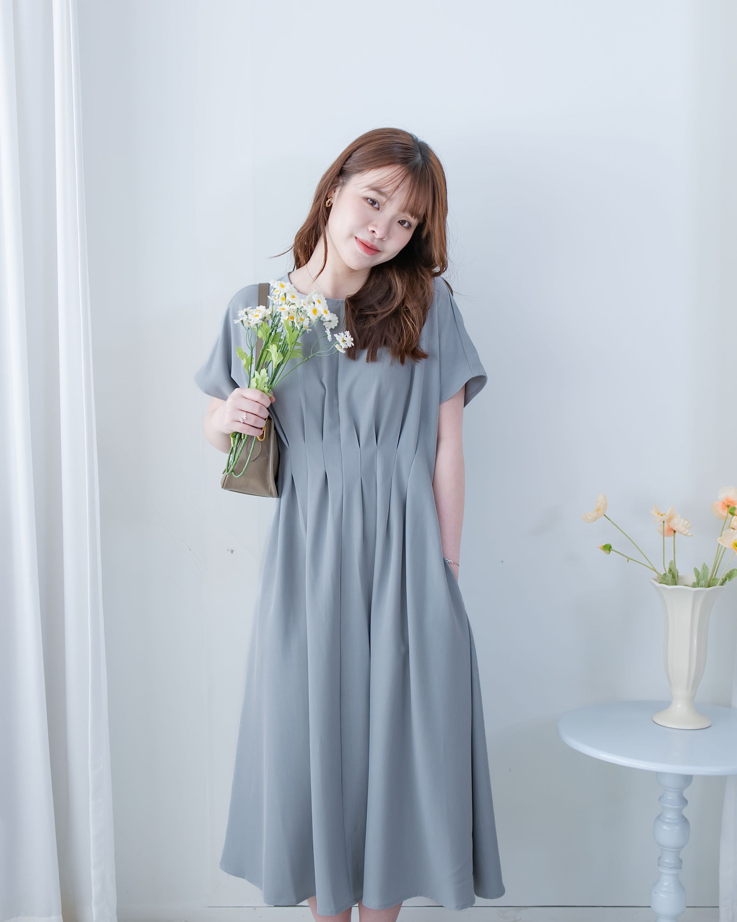 [intent label/intent製]  Alice Dress 隨性氣質防皺顯瘦後橡筋連身裙/ DSA8002 (pre-order)