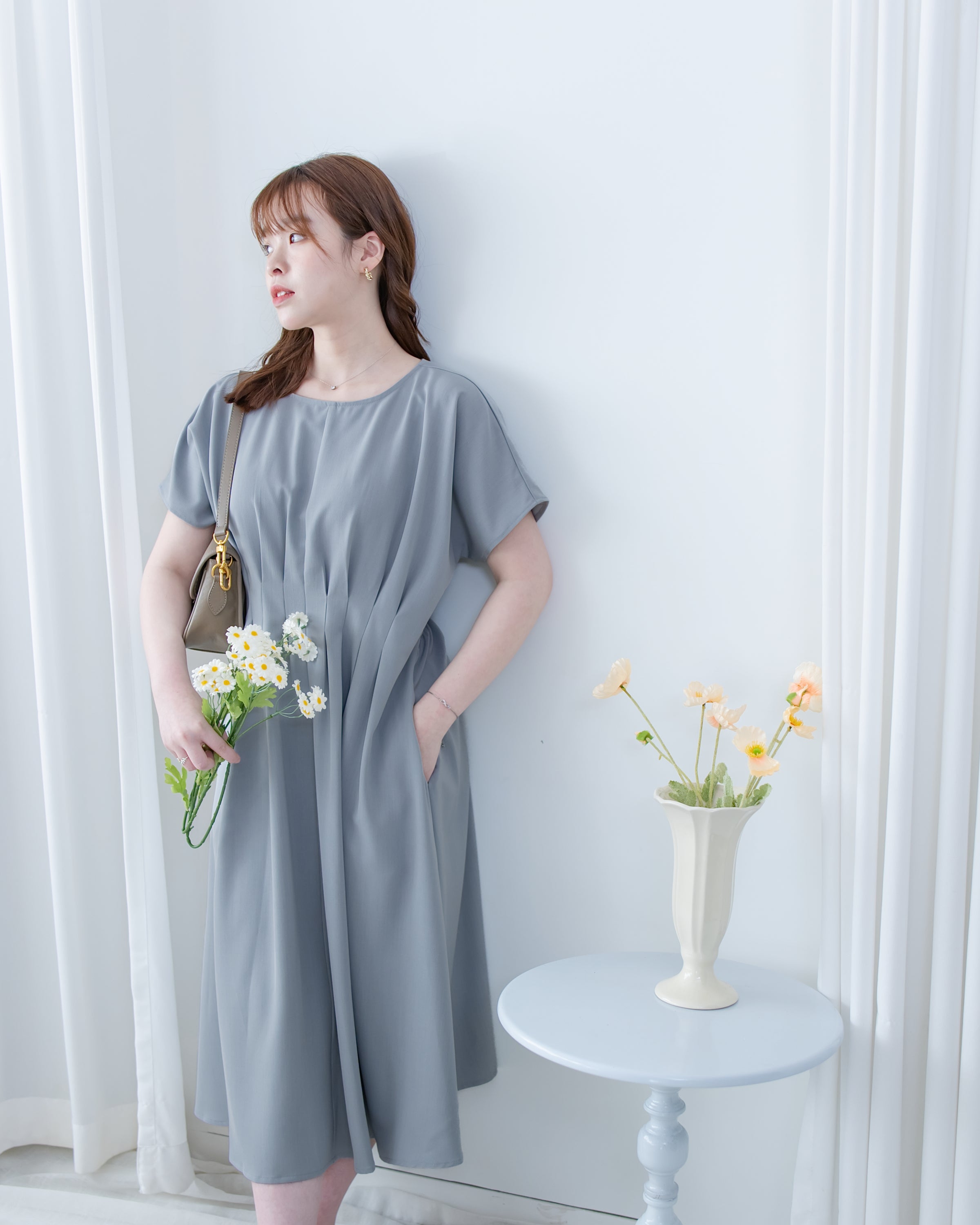 [intent label/intent製]  Alice Dress 隨性氣質防皺顯瘦後橡筋連身裙/ DSA8002 (pre-order)