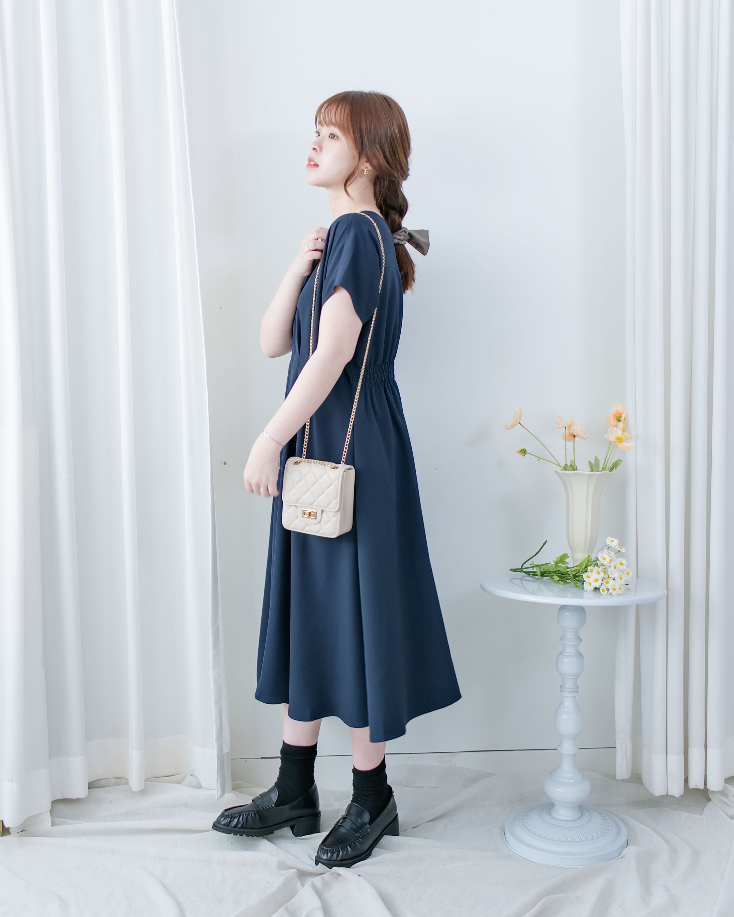 [intent label/intent製]  Alice Dress 隨性氣質防皺顯瘦後橡筋連身裙/ DSA8002 (pre-order)