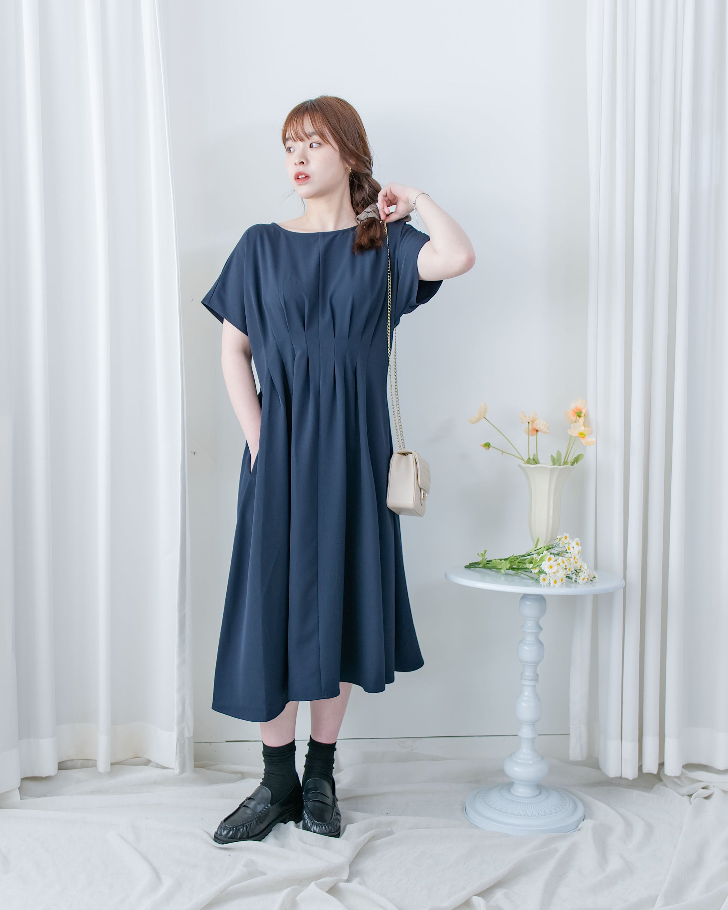 [intent label/intent製]  Alice Dress 隨性氣質防皺顯瘦後橡筋連身裙/ DSA8002 (pre-order)