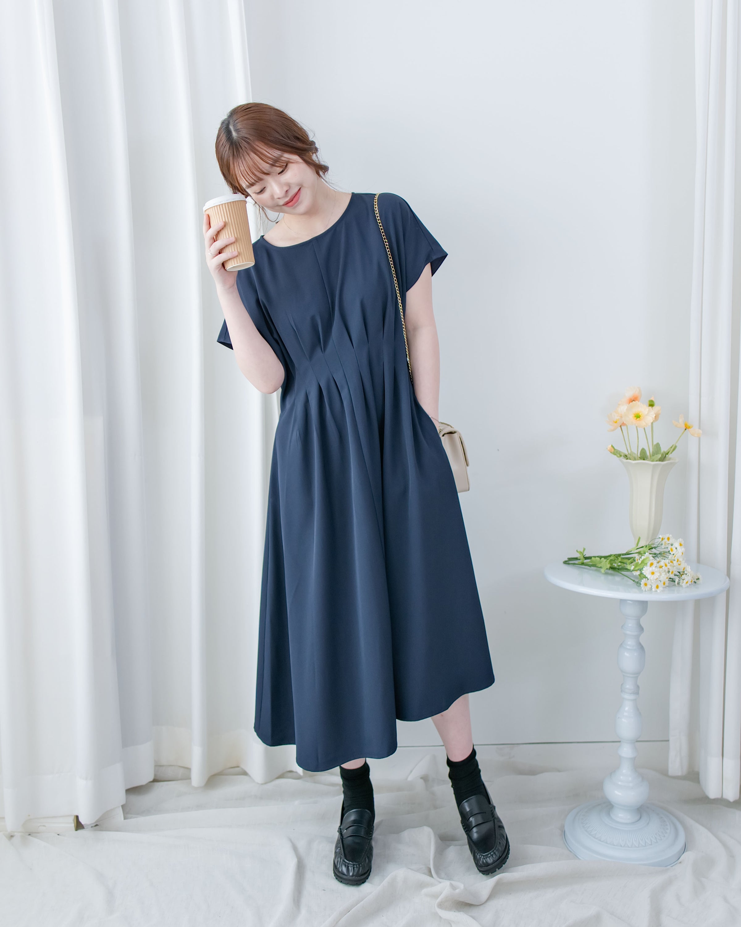 [intent label/intent製]  Alice Dress 隨性氣質防皺顯瘦後橡筋連身裙/ DSA8002 (pre-order)