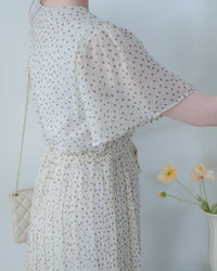 Shadow Floral Dress 輕盈影子細花束腰細褶連身裙/ DS1121 (pre-order tea-rose)