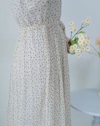 Shadow Floral Dress 輕盈影子細花束腰細褶連身裙/ DS1121 (pre-order tea-rose)