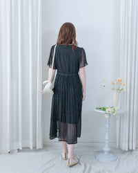Shadow Floral Dress 輕盈影子細花束腰細褶連身裙/ DS1121 (pre-order tea-rose)