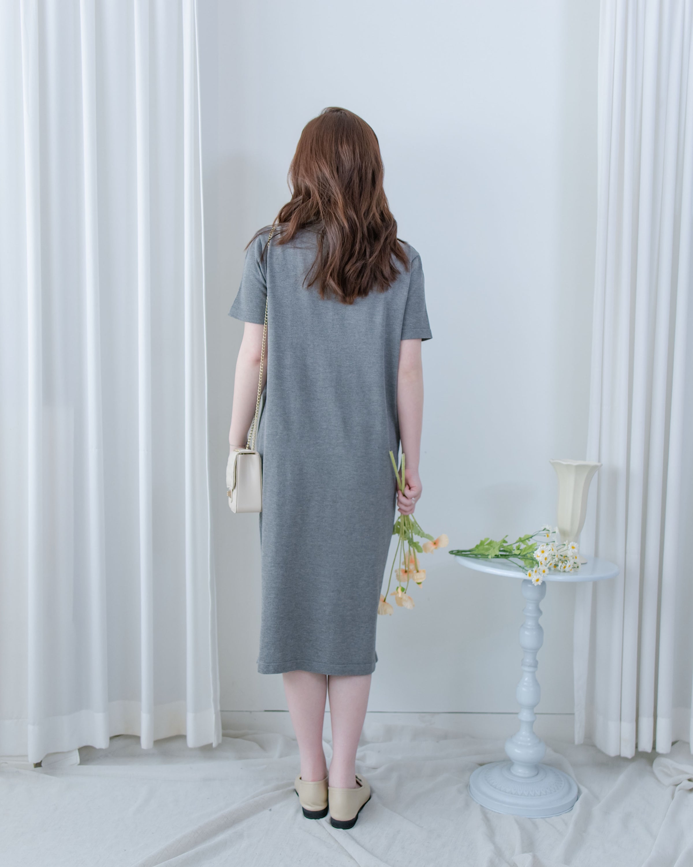 Check Knit Dress 英倫格紋翻領舒適連身裙/ DS1107