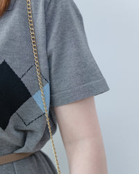 Check Knit Dress 英倫格紋翻領舒適連身裙/ DS1107