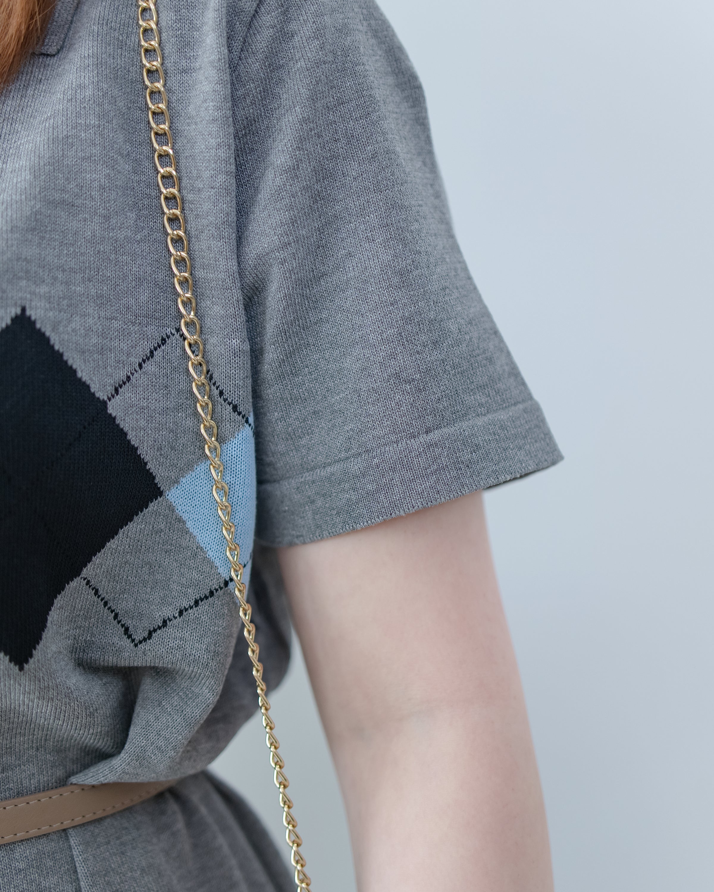 Check Knit Dress 英倫格紋翻領舒適連身裙/ DS1107