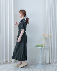 Coco Dress 小香拼色翻領細緻收腰連身裙/ DS1111