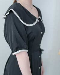 Coco Dress 小香拼色翻領細緻收腰連身裙/ DS1111