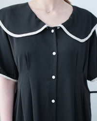Coco Dress 小香拼色翻領細緻收腰連身裙/ DS1111