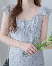 Falling petals Dress 花瓣印花後橡筋兩穿荷葉連身裙/ DS1124 (black sold out)