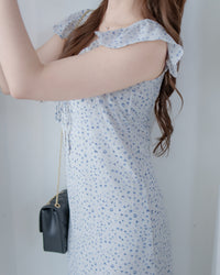 Falling petals Dress 花瓣印花後橡筋兩穿荷葉連身裙/ DS1124 (black sold out)