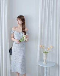 Falling petals Dress 花瓣印花後橡筋兩穿荷葉連身裙/ DS1124 (black sold out)