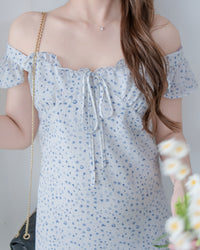 Falling petals Dress 花瓣印花後橡筋兩穿荷葉連身裙/ DS1124 (black sold out)