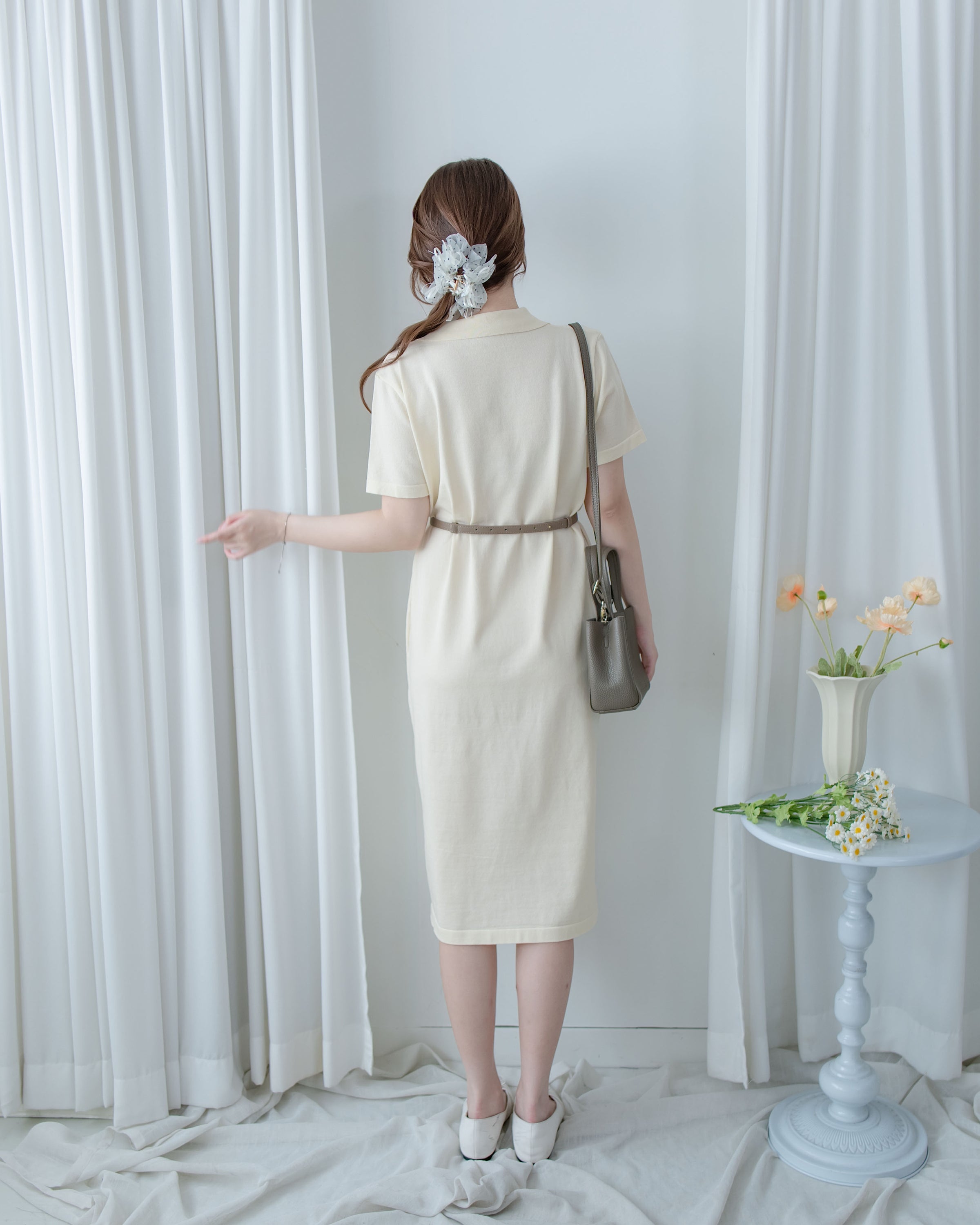 Check Knit Dress 英倫格紋翻領舒適連身裙/ DS1107