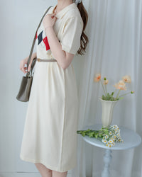 Check Knit Dress 英倫格紋翻領舒適連身裙/ DS1107