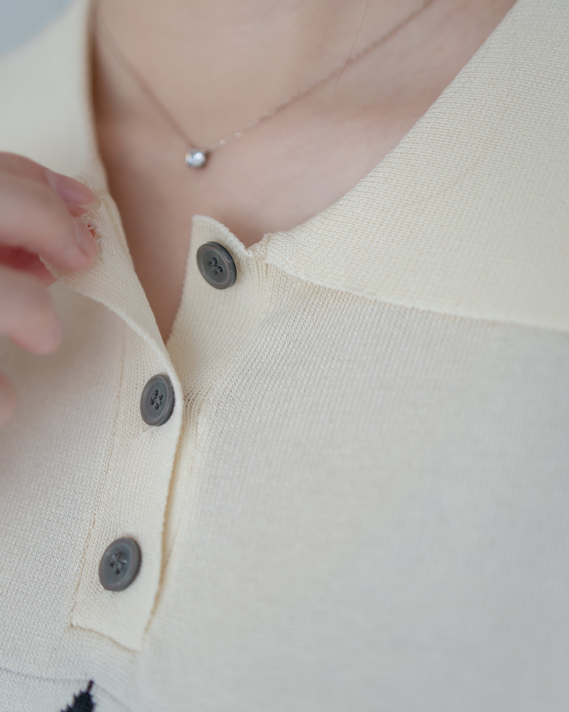 Check Knit Dress 英倫格紋翻領舒適連身裙/ DS1107
