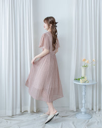 Shadow Floral Dress 輕盈影子細花束腰細褶連身裙/ DS1121 (pre-order tea-rose)