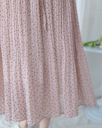 Shadow Floral Dress 輕盈影子細花束腰細褶連身裙/ DS1121 (pre-order tea-rose)