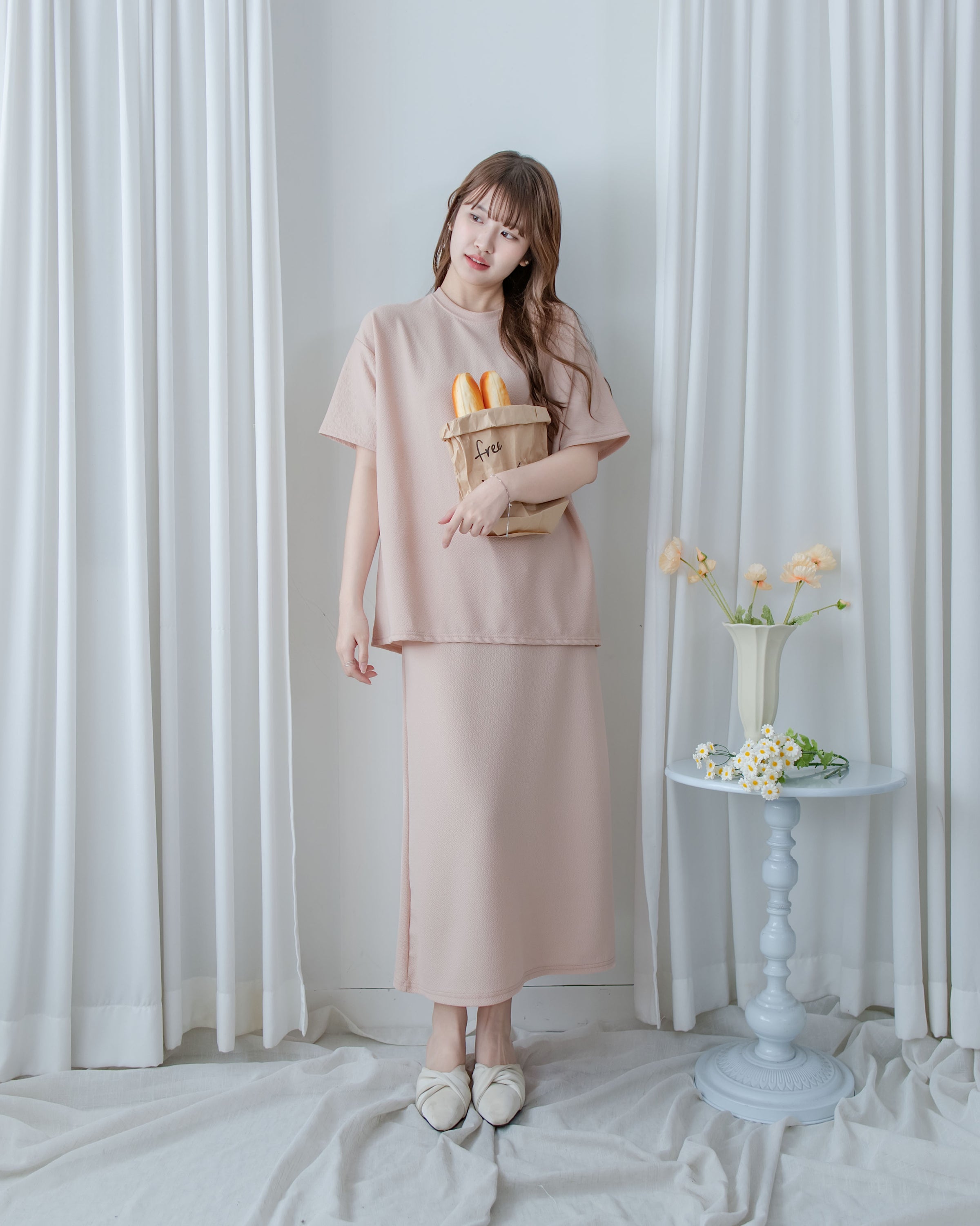 ［Mother's day Offer  ☀︎] Alice Set 彈性質感後開叉兩件套/ SE8112