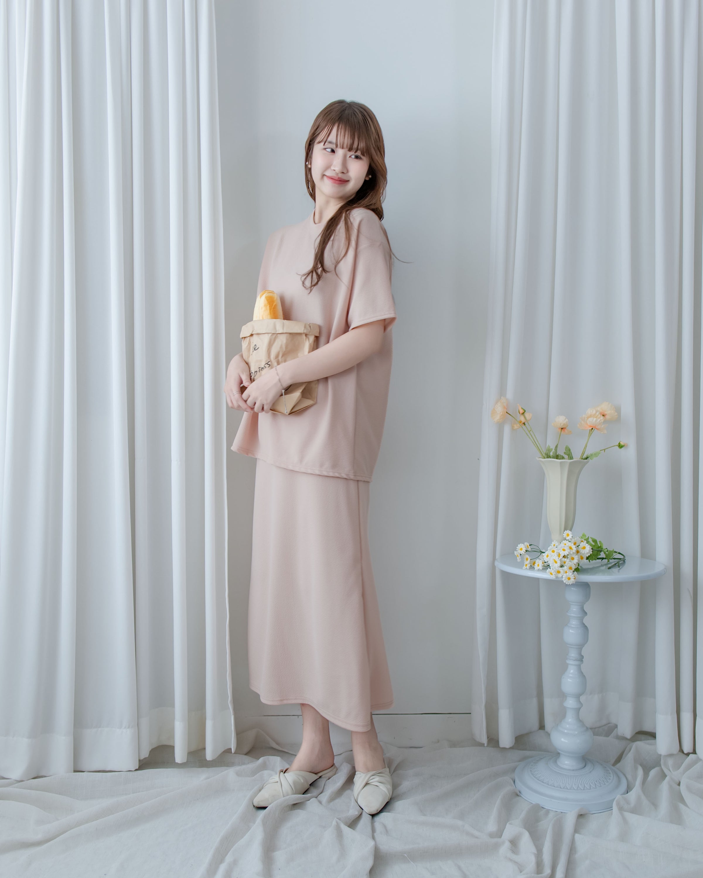 ［Mother's day Offer  ☀︎] Alice Set 彈性質感後開叉兩件套/ SE8112