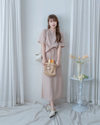 ［Mother's day Offer  ☀︎] Alice Set 彈性質感後開叉兩件套/ SE8112
