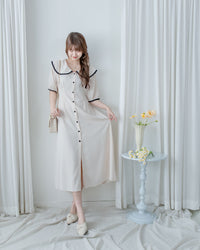 Coco Dress 小香拼色翻領細緻收腰連身裙/ DS1111