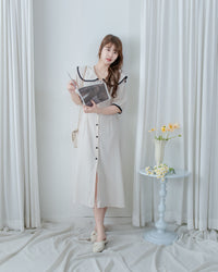 Coco Dress 小香拼色翻領細緻收腰連身裙/ DS1111