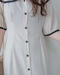 Coco Dress 小香拼色翻領細緻收腰連身裙/ DS1111