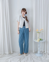 Straight Denim Pants 後鬆緊簡約直筒闊腳牛仔褲/ PT8478