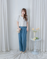 Straight Denim Pants 後鬆緊簡約直筒闊腳牛仔褲/ PT8478