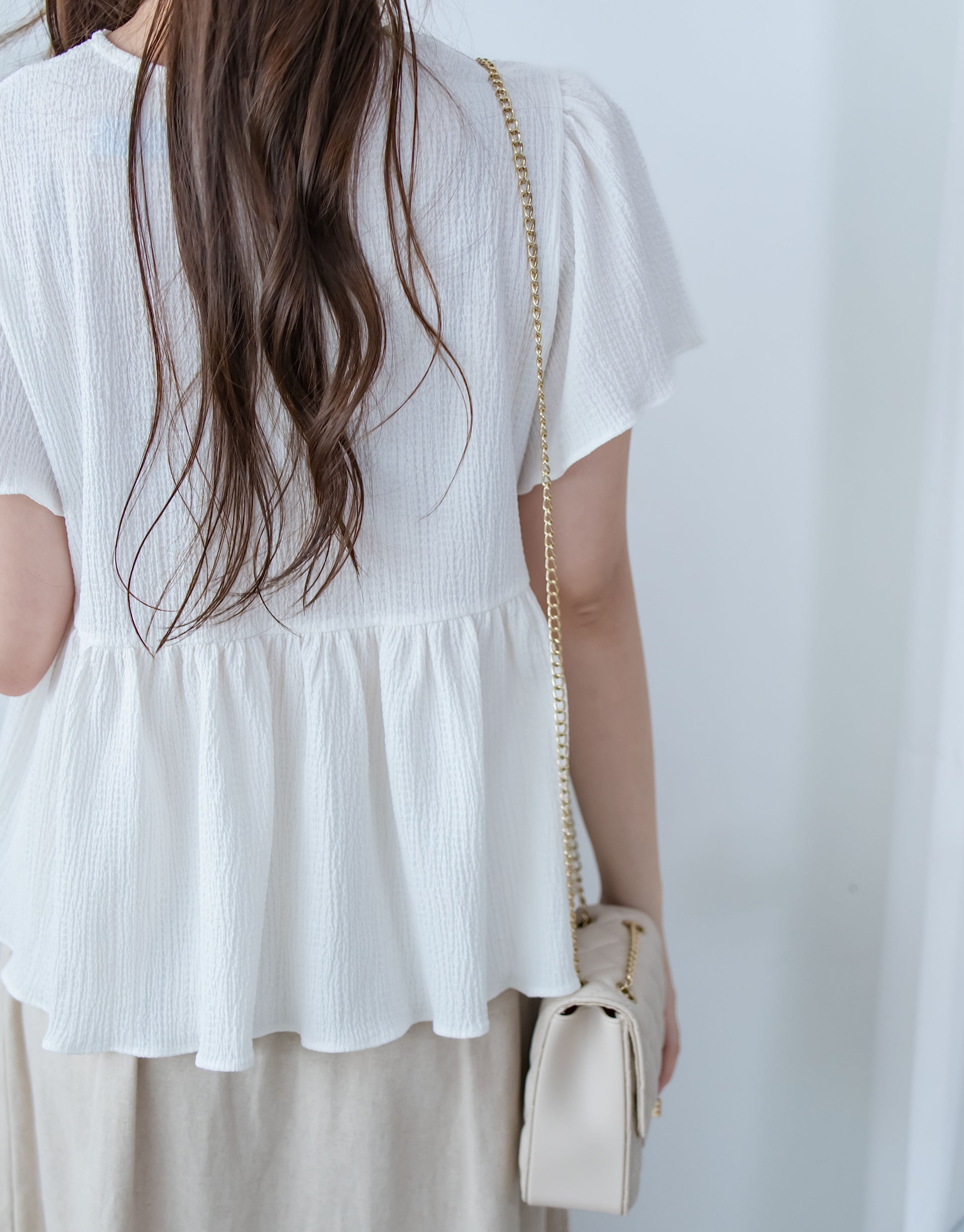 [intent label/intent製] Sophie Cotton Blouse 彈性防皺內橡筋顯瘦圓領上衣/ TPA8001