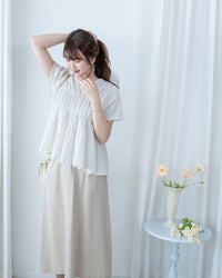 [intent label/intent製] Sophie Cotton Blouse 彈性防皺內橡筋顯瘦圓領上衣/ TPA8001