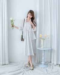 [intent label/intent製]  Waterfloral  Dress 輕盈防皺後彈性橡筋水彩印花連身裙(肩帶可調) / DSA8001