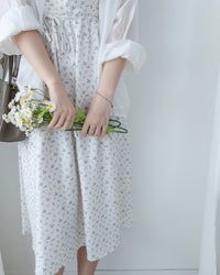 [intent label/intent製]  Waterfloral  Dress 輕盈防皺後彈性橡筋水彩印花連身裙(肩帶可調) / DSA8001