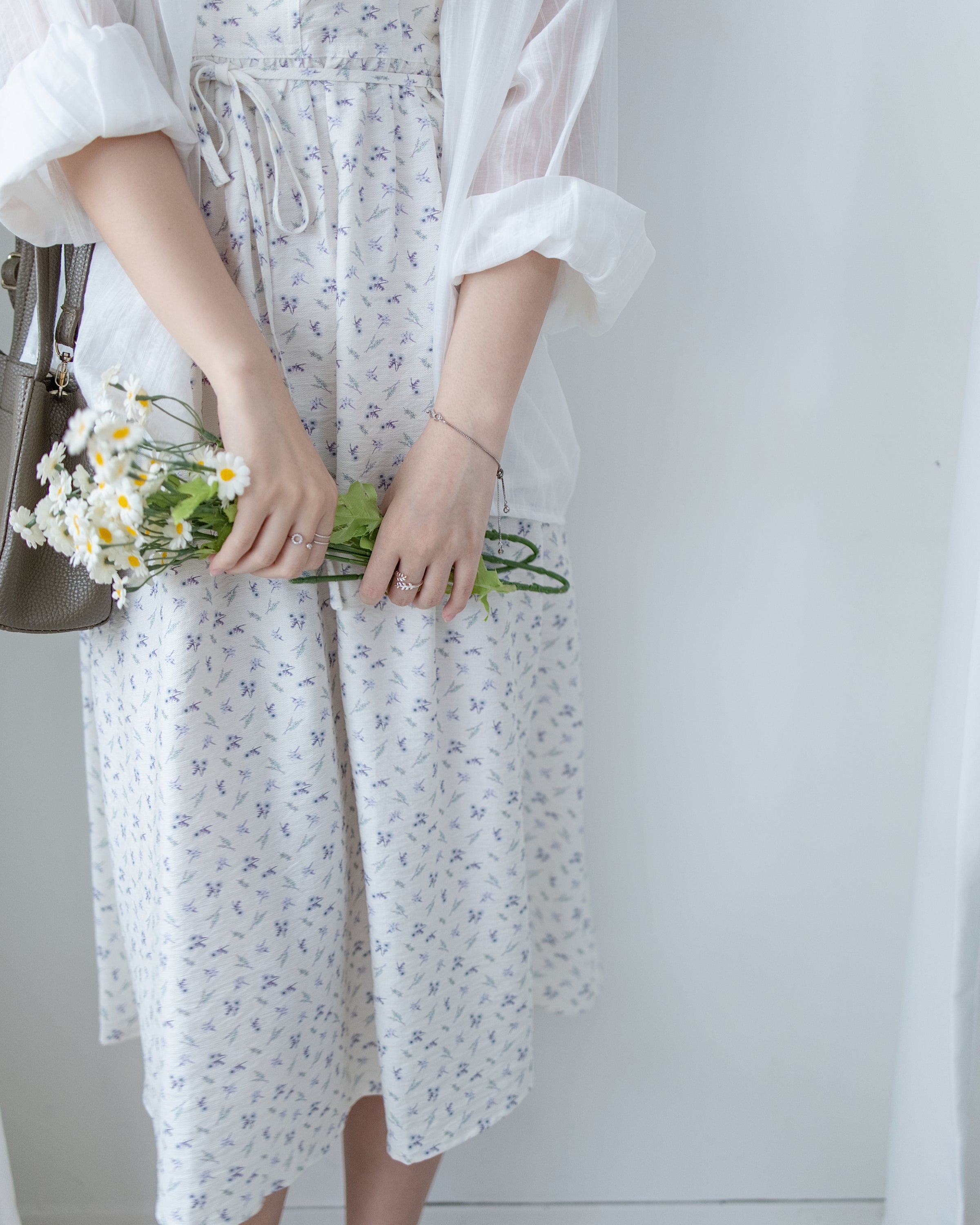 [intent label/intent製]  Waterfloral  Dress 輕盈防皺後彈性橡筋水彩印花連身裙(肩帶可調) / DSA8001
